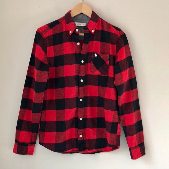 Abercrombie Kids Red Buffalo Plaid Flannel Shirt - Picture 4 of 7